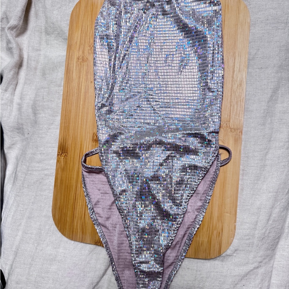 Fashion Nova Silver One Piece Swimsuit